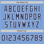 Light Blue and Navy Varsity Letterman Bomber Jacket - Custom Two Tone Full-Snap Outerwear Custom Light Blue Navy-White Bomber - Image 5