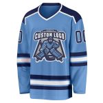 Light Blue Navy White Hockey Jersey - Customizable Sports Apparel Custom Light Blue Navy-White Hockey Jersey - Image 2
