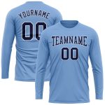 Light Blue Navy White Performance Long Sleeve T-Shirt for Men and Women Custom Light Blue Navy-White Long Sleeve Performance - Image 2