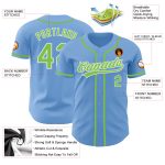 Light Blue Neon Green-White Authentic Baseball Jersey - Customizable Sports Apparel Custom Light Blue Neon Green-White Authentic - Image 3