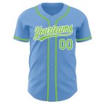 Light Blue Neon Green-White Authentic Baseball Jersey - Customizable Sports Apparel Custom Light Blue Neon Green-White Authentic - Image 2