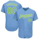 Custom Light Blue Neon Green White Baseball Jersey - Authentic Style 7699 Custom Light Blue Neon Green-White Authentic Baseball