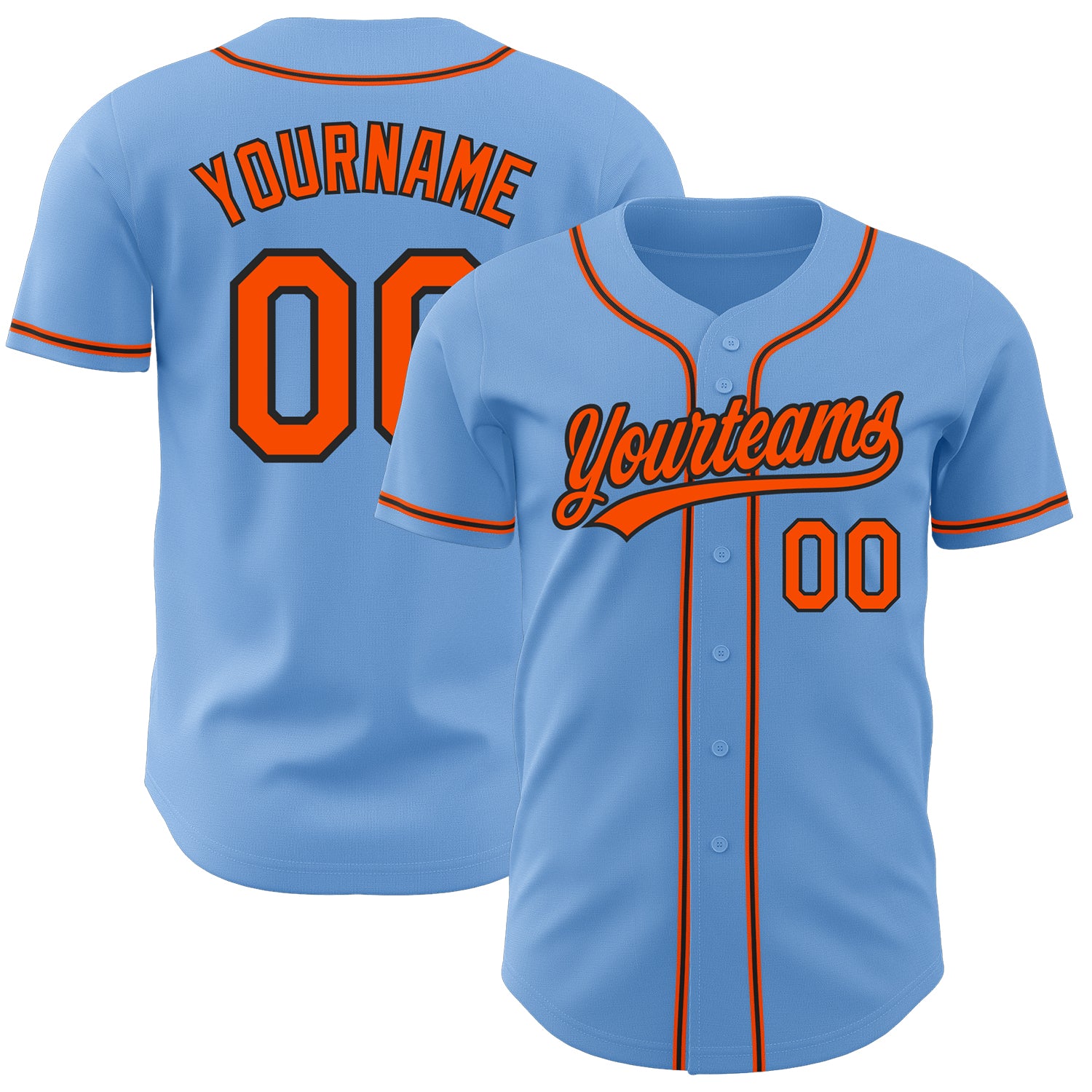 Custom Light Blue Orange-Black Authentic Baseball Jersey Custom Authentic Light Blue Orange-Black Baseball Jersey for Men Custom Light Blue Orange-Black Authentic Baseball Jersey - Image 1