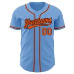 Custom Authentic Light Blue Orange-Black Baseball Jersey for Men Custom Light Blue Orange-Black Authentic Baseball Jersey - Image 2