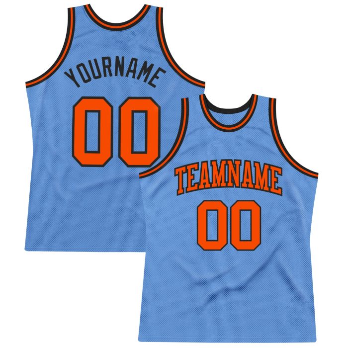 Light Blue Orange Black Authentic Throwback Basketball Jersey - Custom Design Custom Light Blue Orange-Black Authentic Throwback - Image 1