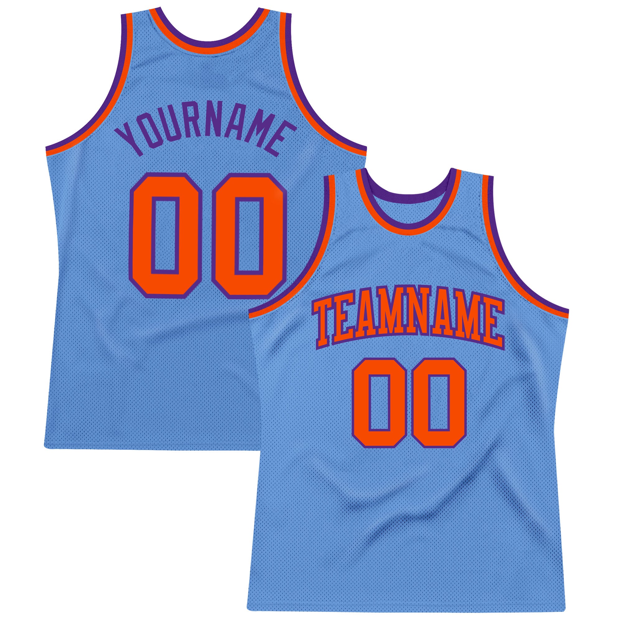Light Blue Orange Purple Throwback Basketball Jersey - Custom Authentic Design Custom Light Blue Orange-Purple Authentic