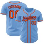 Custom Light Blue Orange-Royal Baseball Jersey - Authentic Team Apparel Custom Light Blue Orange-Royal Authentic Baseball