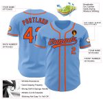Custom Light Blue Orange-Royal Baseball Jersey - Authentic Team Apparel Custom Light Blue Orange-Royal Authentic Baseball - Image 3
