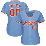 Custom Light Blue Baseball Jersey - Authentic Orange and White Design Custom Light Blue Orange-White Authentic Baseball Jersey - Image 2