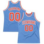 Light Blue Basketball Jersey - Authentic Custom Throwback in Orange and White Custom Light Blue Orange-White Authentic Throwback