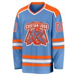 Light Blue Orange White Custom Hockey Jersey - Personalized Sports Apparel Custom Light Blue Orange-White Hockey Jersey - Image 2