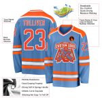 Light Blue Orange White Custom Hockey Jersey - Personalized Sports Apparel Custom Light Blue Orange-White Hockey Jersey - Image 3