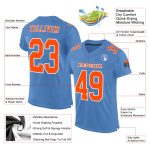 Custom Light Blue Orange White Mesh Football Jersey - Authentic Team Apparel Custom Light Blue Orange-White Mesh Authentic - Image 2