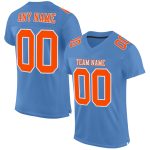 Custom Light Blue Orange White Mesh Football Jersey - Authentic Team Apparel Custom Light Blue Orange-White Mesh Authentic