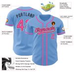Light Blue Pink Black Custom Baseball Jersey - Authentic Team Apparel Custom Light Blue Pink-Black Authentic Baseball Jersey - Image 3