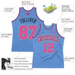 Light Blue Pink Black Custom Basketball Jersey | Authentic Throwback Style Custom Light Blue Pink-Black Authentic Throwback - Image 2