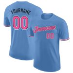 Light Blue Pink Black Custom Performance T-Shirt for Men and Women Custom Light Blue Pink-Black Performance T-Shirt