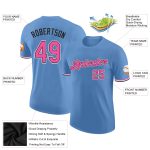 Light Blue Pink Black Custom Performance T-Shirt for Men and Women Custom Light Blue Pink-Black Performance T-Shirt - Image 2