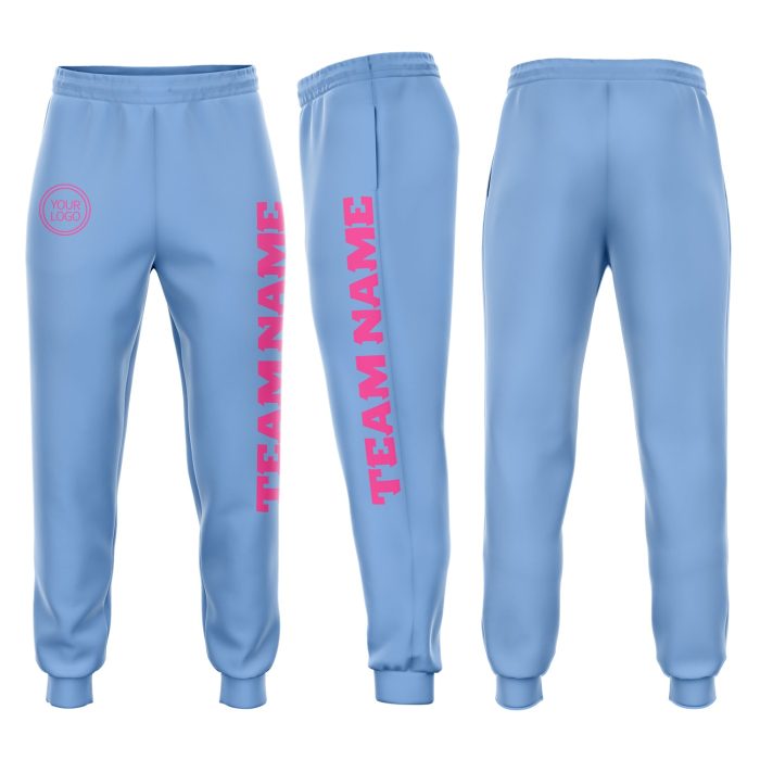 Light Blue Pink Fleece Jogger Pants for Women - Comfortable Sweatpants Custom Light Blue Pink Fleece Jogger Sweatpants - Image 1
