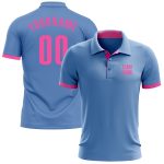 Light Blue Pink Performance Golf Polo Shirt - Custom Stylish Wear for Men Custom Light Blue Pink Performance Golf Polo Shirt
