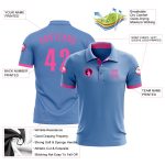 Light Blue Pink Performance Golf Polo Shirt - Custom Stylish Wear for Men Custom Light Blue Pink Performance Golf Polo Shirt - Image 3