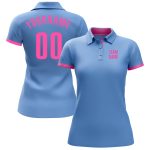 Light Blue Pink Performance Golf Polo Shirt - Custom Stylish Wear for Men Custom Light Blue Pink Performance Golf Polo Shirt - Image 2