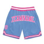 Light Blue Pink White Custom Throwback Basketball Shorts Authentic Custom Light Blue Pink-White Authentic Throwback Basketball