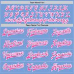 Light Blue Pink White Two-Tone Varsity Letterman Bomber Full-Snap Jacket Custom Light Blue Pink-White Bomber Full-Snap Varsity - Image 4