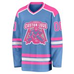 Light Blue Pink White Custom Hockey Jersey for Men and Women Custom Light Blue Pink-White Hockey Jersey - Image 2
