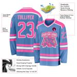 Light Blue Pink White Custom Hockey Jersey for Men and Women Custom Light Blue Pink-White Hockey Jersey - Image 3