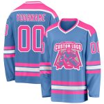 Light Blue Pink White Custom Hockey Jersey for Men and Women Custom Light Blue Pink-White Hockey Jersey