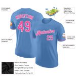 Custom Light Blue Pink White Performance T-Shirt - Lightweight Athletic Tee for Men and Women Custom Light Blue Pink-White - Image 2