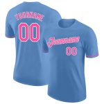 Custom Light Blue Pink White Performance T-Shirt - Lightweight Athletic Tee for Men and Women Custom Light Blue Pink-White
