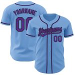 Light Blue Purple Black Custom Authentic Baseball Jersey Custom Light Blue Purple-Black Authentic Baseball Jersey