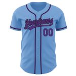 Light Blue Purple Black Custom Authentic Baseball Jersey Custom Light Blue Purple-Black Authentic Baseball Jersey - Image 2