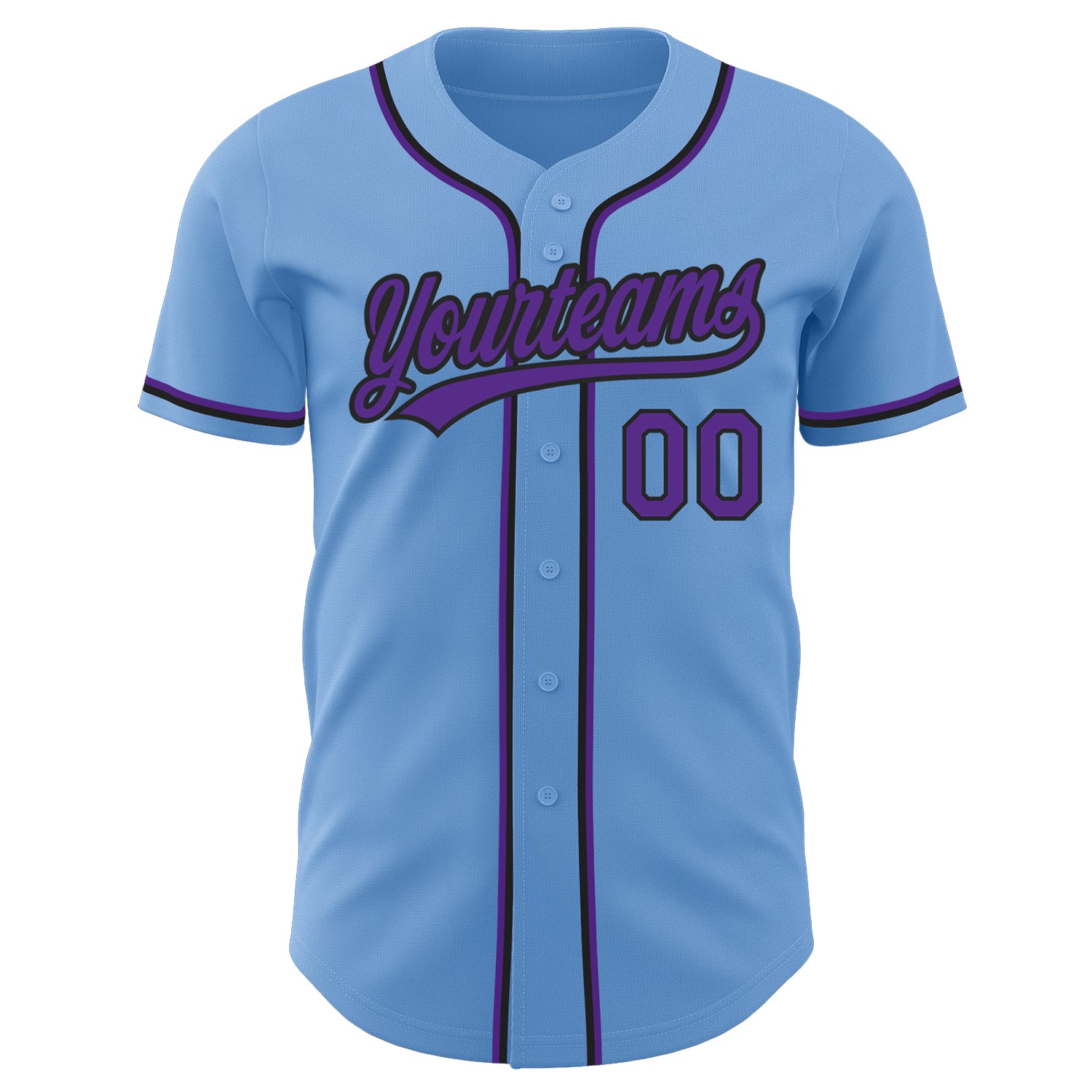 Custom Light Blue Purple-Black Authentic Baseball Jersey Light Blue Purple Black Custom Authentic Baseball Jersey Custom Light Blue Purple-Black Authentic Baseball Jersey - Image 2