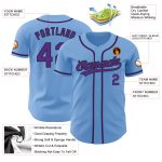 Light Blue Purple Black Custom Authentic Baseball Jersey Custom Light Blue Purple-Black Authentic Baseball Jersey - Image 3