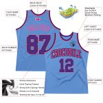 Light Blue Purple Black Pink Custom Basketball Jersey - Authentic Throwback Custom Light Blue Purple Black-Pink Authentic - Image 2