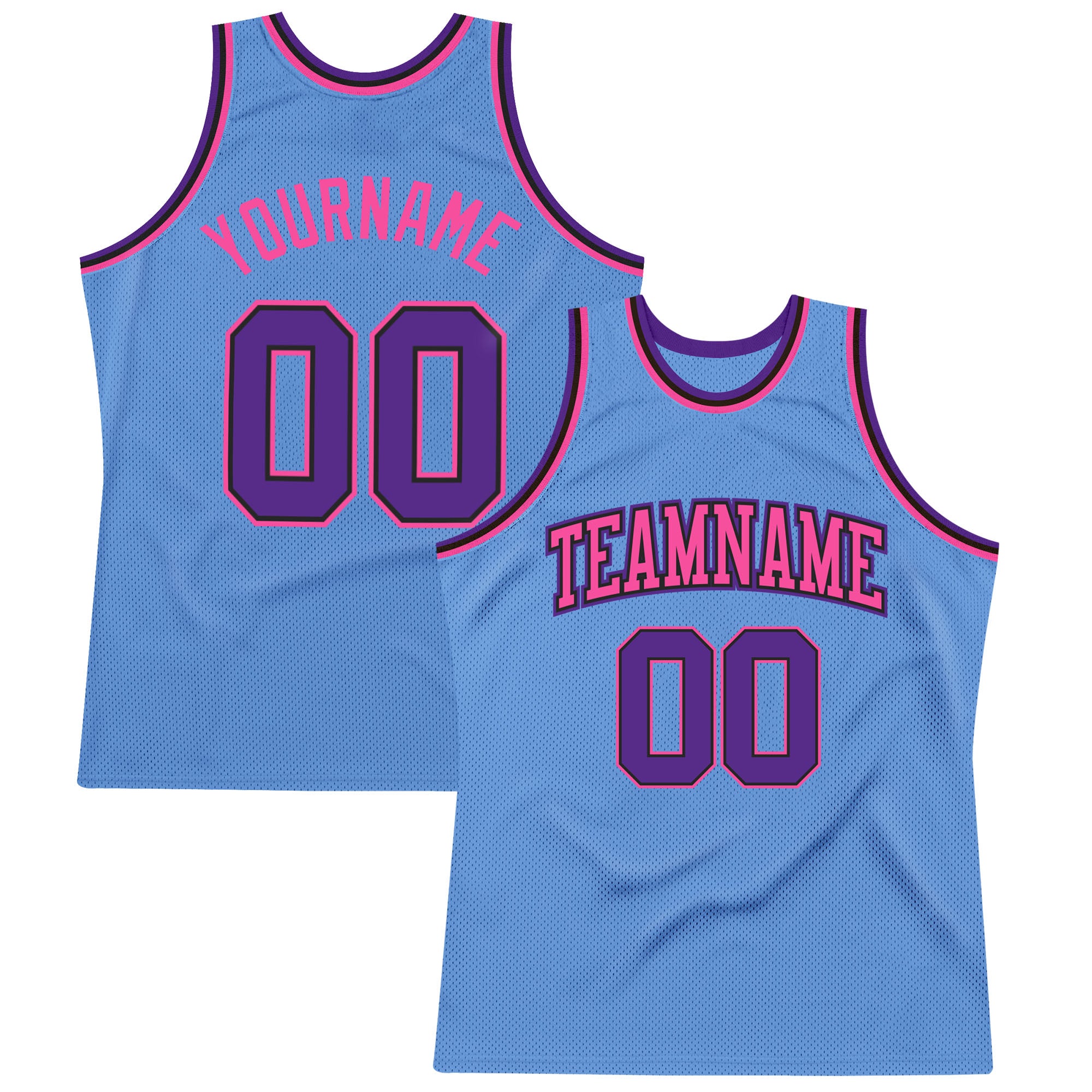 Custom Light Blue Purple Black-Pink Authentic Throwback Basketball Jersey Light Blue Purple Black Pink Custom Basketball Jersey - Authentic Throwback Custom Light Blue Purple Black-Pink Authentic - Image 1