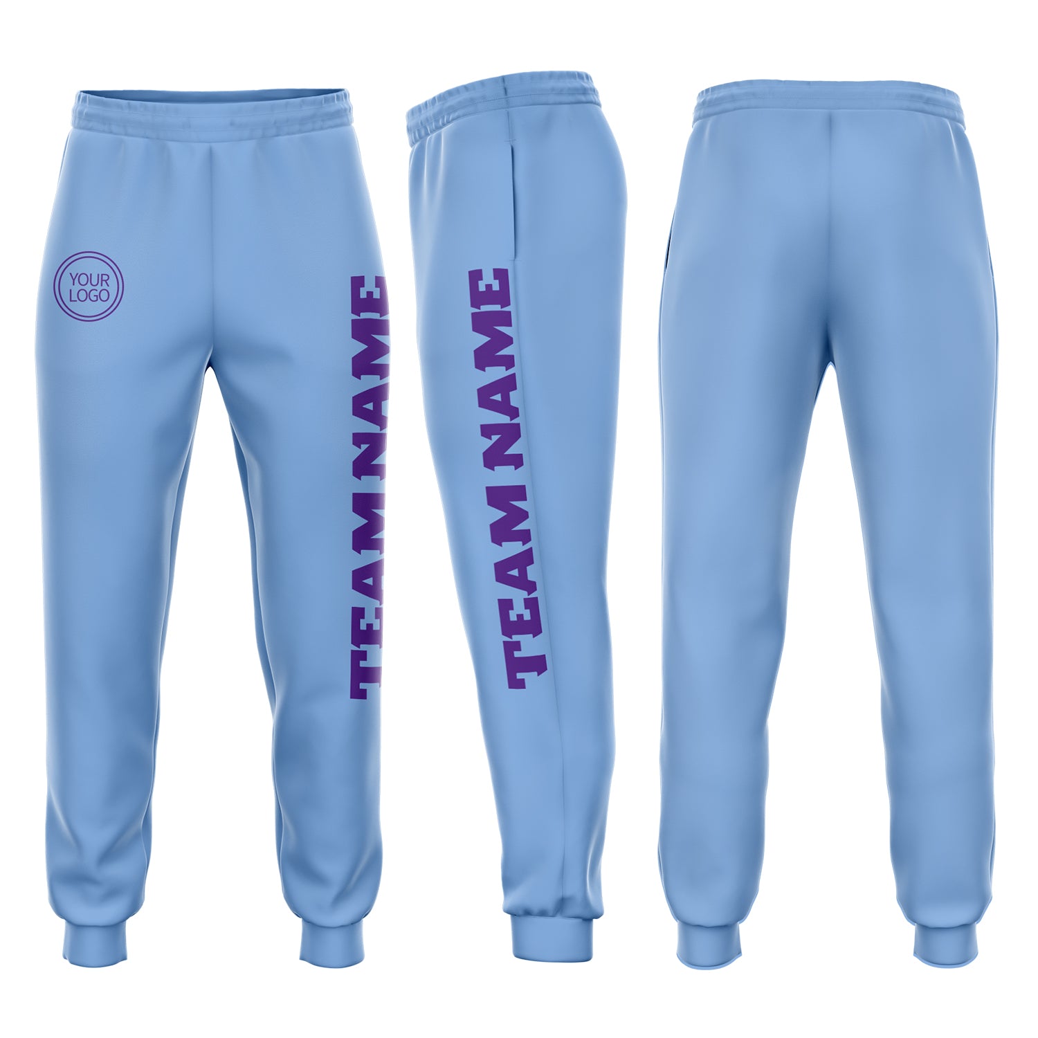 Light Blue Purple Fleece Jogger Sweatpants for Women - Comfortable & Stylish Activewear Custom Light Blue Purple Fleece Jogger