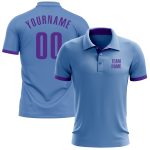 Light Blue Purple Performance Golf Polo Shirt Custom Design for Men Custom Light Blue Purple Performance Golf Polo Shirt