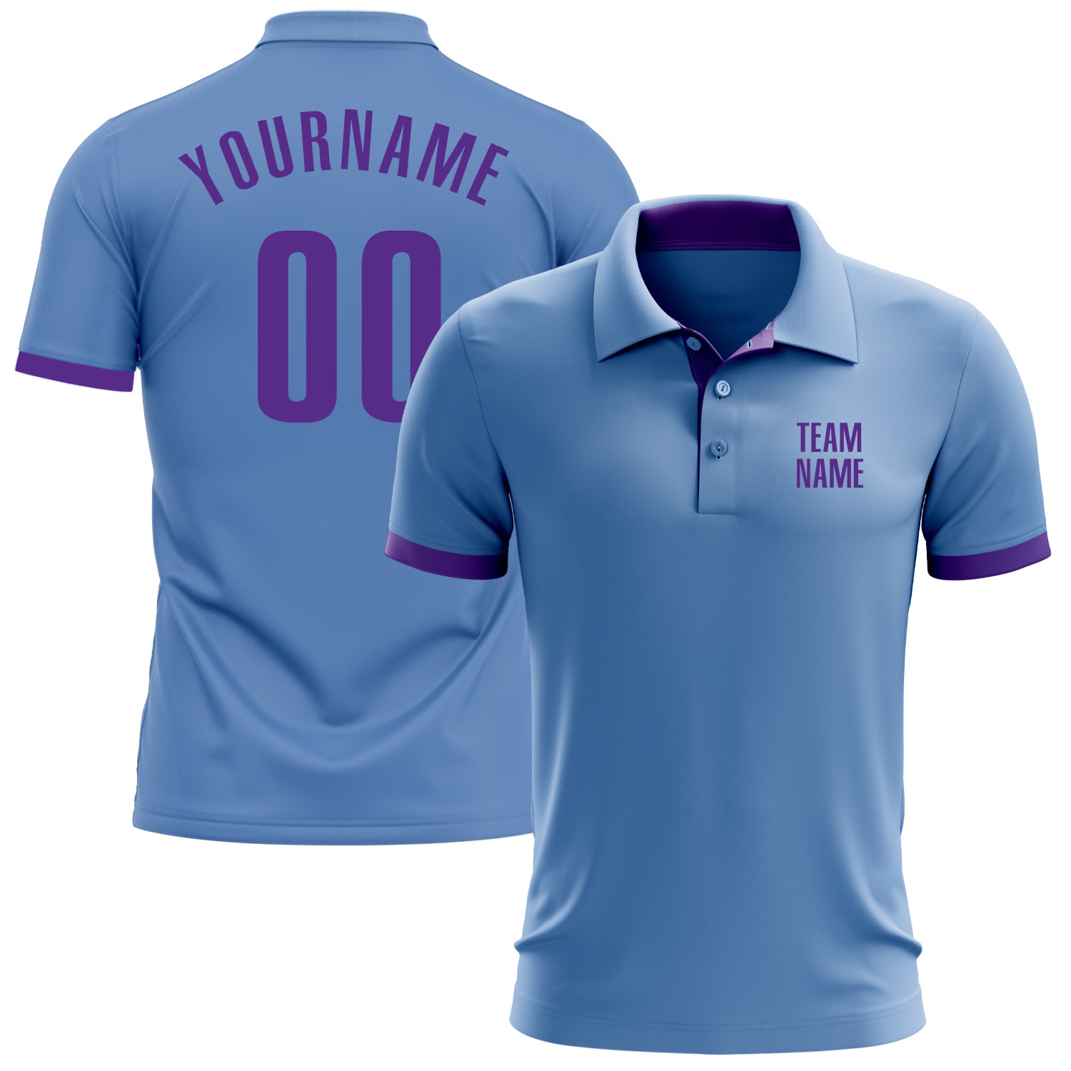 Light Blue Purple Performance Golf Polo Shirt Custom Design for Men Custom Light Blue Purple Performance Golf Polo Shirt