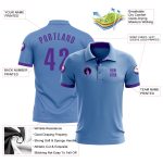 Light Blue Purple Performance Golf Polo Shirt Custom Design for Men Custom Light Blue Purple Performance Golf Polo Shirt - Image 3