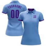 Light Blue Purple Performance Golf Polo Shirt Custom Design for Men Custom Light Blue Purple Performance Golf Polo Shirt - Image 2