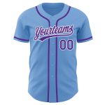 Authentic Custom Light Blue Purple White Baseball Jersey Custom Light Blue Purple-White Authentic Baseball Jersey - Image 2