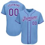 Authentic Light Blue Purple White Baseball Jersey Custom Style 8888 Custom Light Blue Purple-White Authentic Baseball Jersey