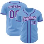 Authentic Custom Light Blue Purple White Baseball Jersey Custom Light Blue Purple-White Authentic Baseball Jersey