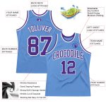 Light Blue Purple White Custom Throwback Basketball Jersey Authentic Custom Light Blue Purple-White Authentic Throwback Basketball - Image 2