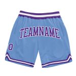 Light Blue Purple White Basketball Shorts - Custom Authentic Throwback Style Custom Light Blue Purple-White Authentic Throwback