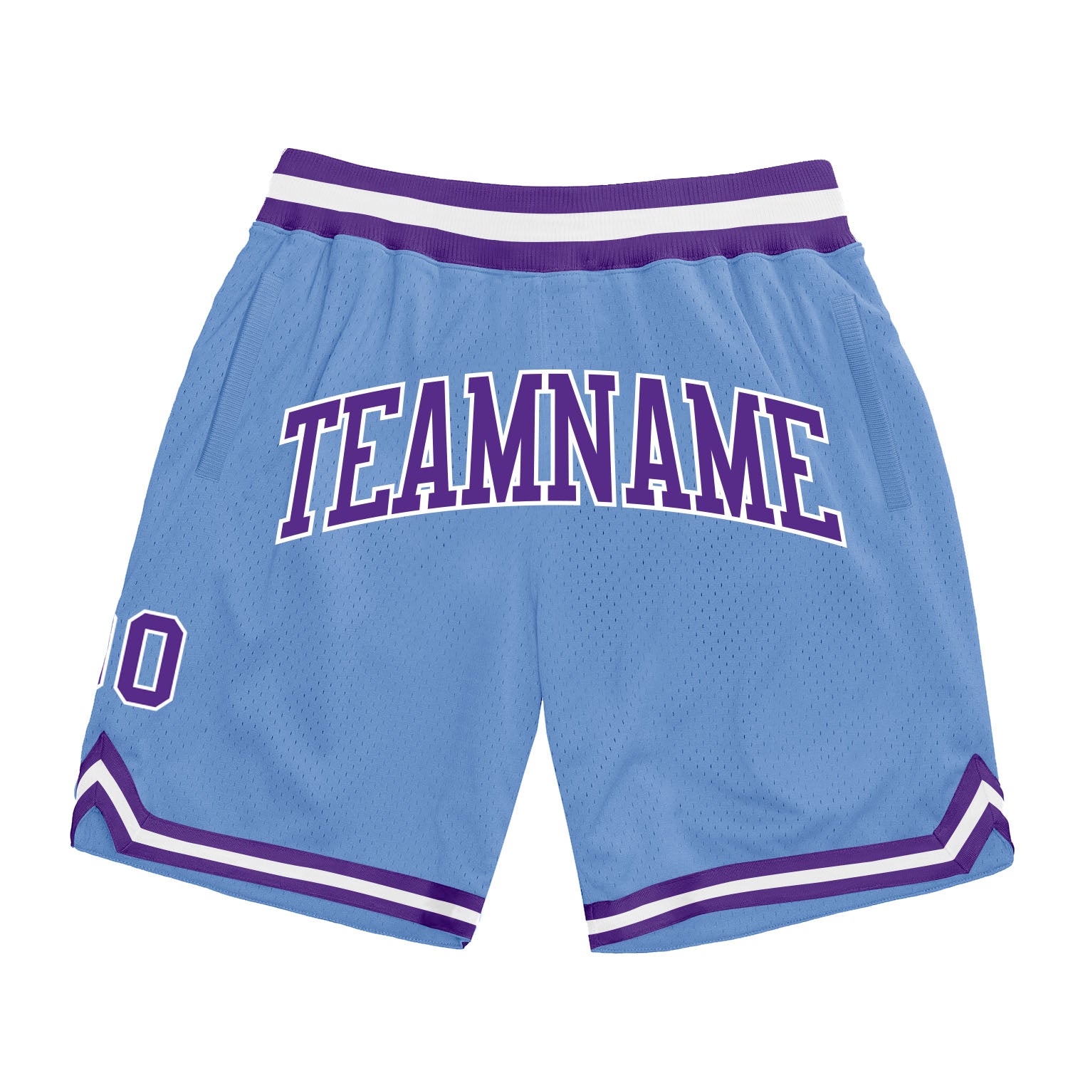 Light Blue Purple White Basketball Shorts - Custom Authentic Throwback Style Custom Light Blue Purple-White Authentic Throwback